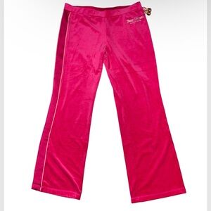 JUICY COUTURE VIXEN PINK BLING GLITTER RHINESTONE VELOUR TRACKSUIT PANTS NWT